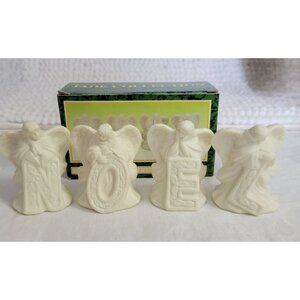 World Bazaars Jade Collection Christmas Noel Angel Figurines 4pc UNUSED decor